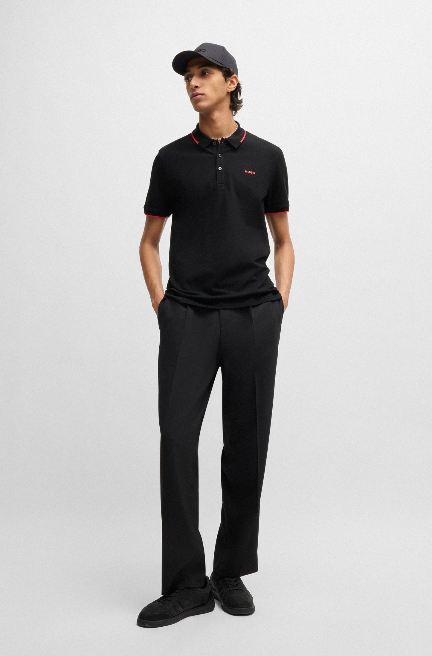 Hugo B.™ Stretch-cotton slim-fit polo shirt with printed logo