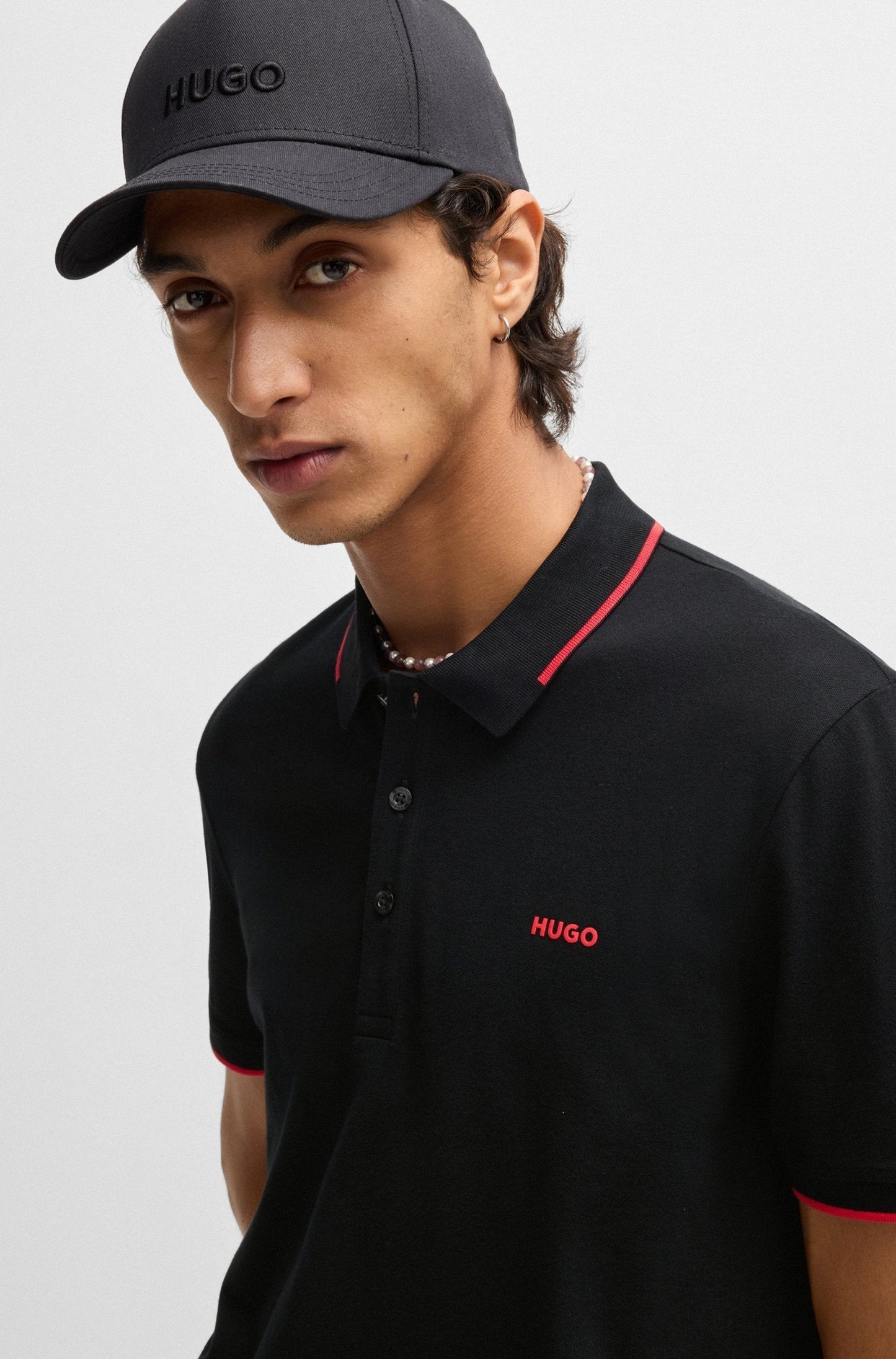 Hugo B.™ Stretch-cotton slim-fit polo shirt with printed logo